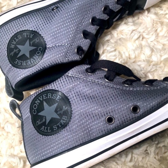 CONVERSE ALL STAR | Chuck Taylors Grey Checkered + Black Sneakers, US Size 6. - Picture 5 of 9